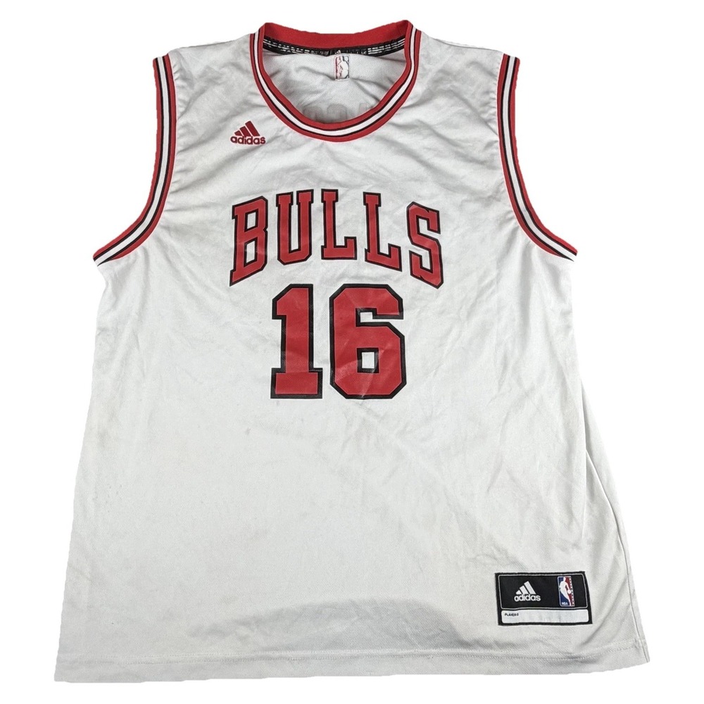 Chicago Bulls Jersey Mens Large White NBA Basketball Adidas Pau Gasol 16